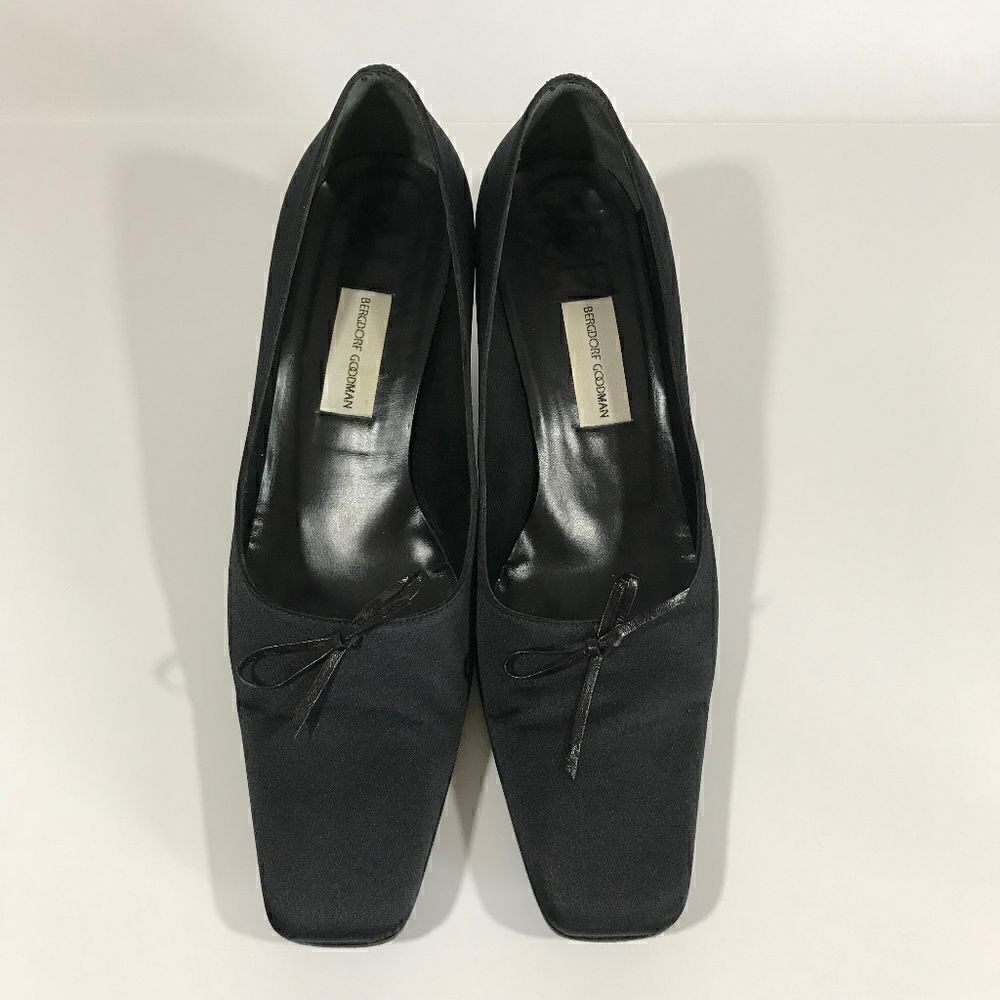 Vintage Bergdorf Goodman Satin Square Toe Pumps - Picture 2 of 6